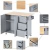 Rolling Mobile Kitchen Island with Solid Wood Top and Locking Wheels,52.7 Inch Width,Storage Cabinet and Drop Leaf Breakfast Bar,Spice Rack