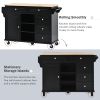 Kitchen cart with Rubber wood desktop rolling mobile kitchen island with storage and 5 draws 53 Inch length